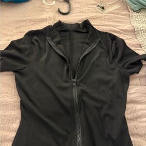 Sexy Black Zip-Up Body Suit